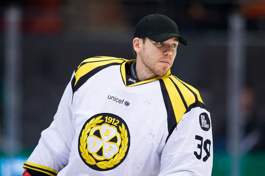Brynäs målvakt Linus Fernström  ishockeymatchen i SHL