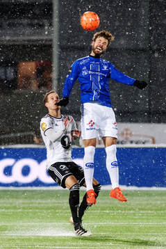 Anders Konradsen of Rosenborg and Patrick Mortensen