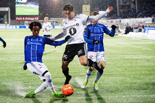 Amin Askar of Sarpsborg 08 and Anders Trondsen of Rosenborg