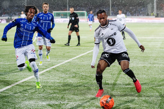 Amin Askar of Sarpsborg 08 and Samuel Adegbenro of Rosenborg