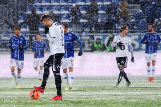 Nicklas Bendtner of Rosenborg looks dejected