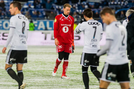 Goalkeeper André Hansen of Rosenborg looks dejected