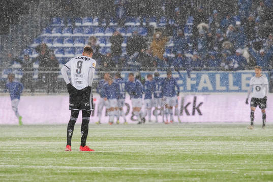 Nicklas Bendtner of Rosenborg looks dejected