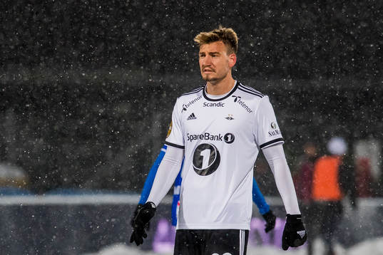 Nicklas Bendtner of Rosenborg looks dejected