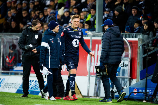 Benjamin Stokke of Kristiansund with an injury