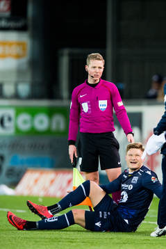 Benjamin Stokke of Kristiansund with an injury