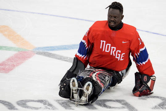 Goaltender Kissinger Deng of Norway