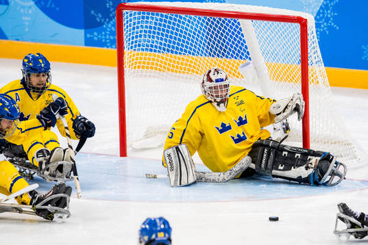 Goaltender Ulf Nilsson of Sweden