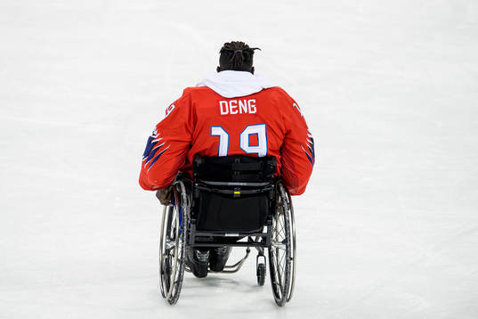 Goaltender Kissinger Deng of Norway