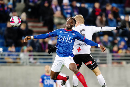 Sam Johnson of Vålerenga and Thomas Grøgaard of Odd