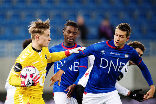 Goalkeeper Sondre Løvseth Rossbach of Odd and Jonatan