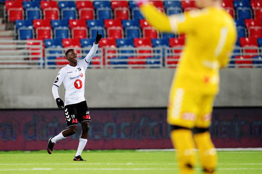 Bilal Njie of Odd celebrates scoring 1-0