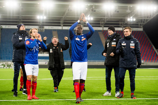 Sam Johnson of Vålerenga celebrates