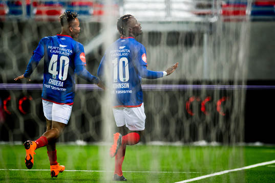 Chidera Ejuke of Vålerenga and Sam Johnson of Vålerenga