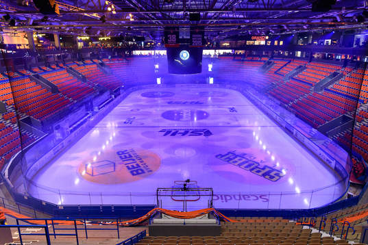 Generell interiör vy av Vida arena före kvartsfinal 1 i