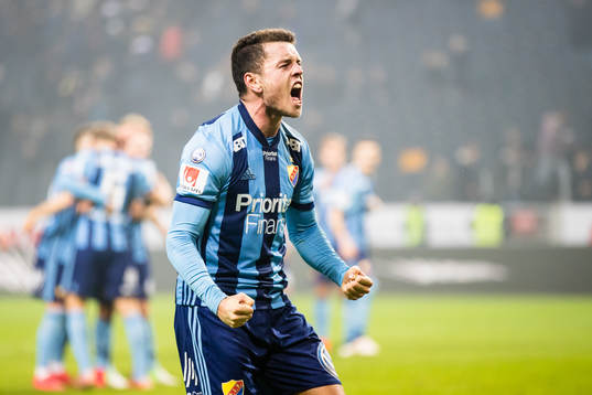 Djurgårdens Kerim Mrabti jublar