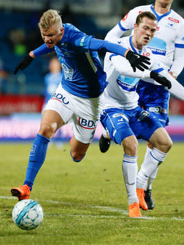 Erling Braut Haaland of Molde and Kristoffer Haraldseid of