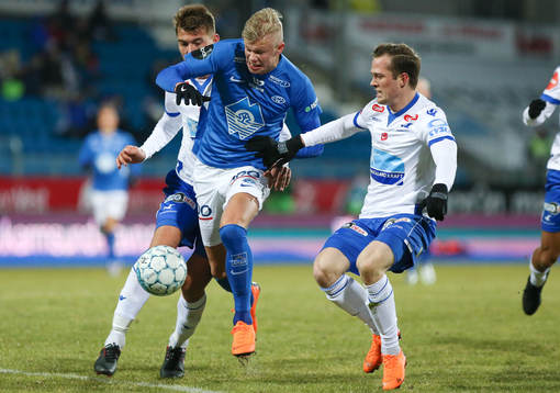Erling Braut Haaland of Molde, Fredrik Knudsen and
