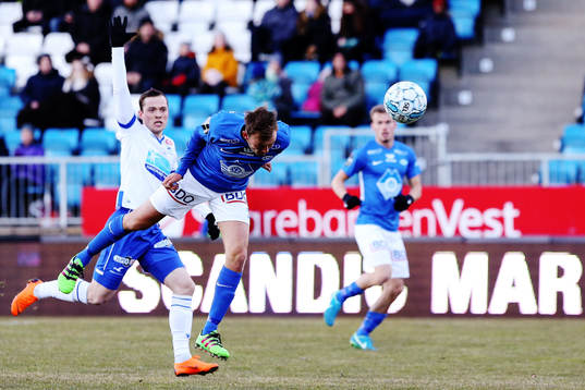 Fredrik Aursnes of Molde scores the first goal of the game