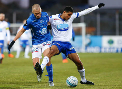 Eirik Hestad of Molde and Bruno Leite of Haugesund