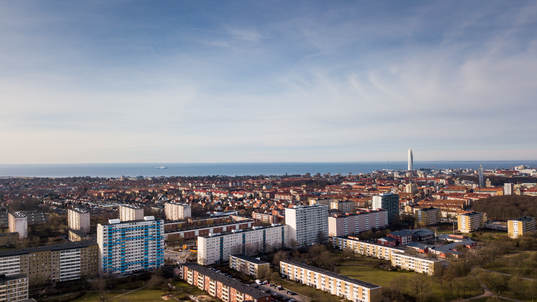 Malmö Stad med Turning Torso fotograferad