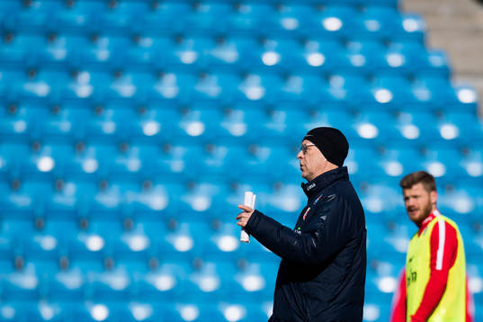 Lars Lagerbäck, head coach of Norway, and Fredrik Midtsjø