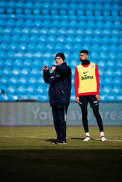 Lars Lagerbäck, head coach of Norway, and Bjørn Maars