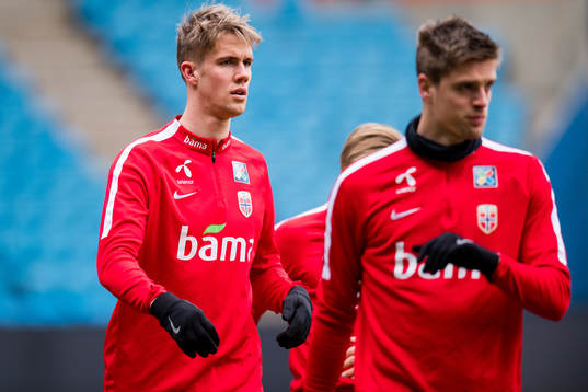 Kristoffer Ajer and Markus Henriksen of Norway