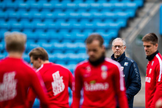 Lars Lagerbäck, head coach of Norway, together with