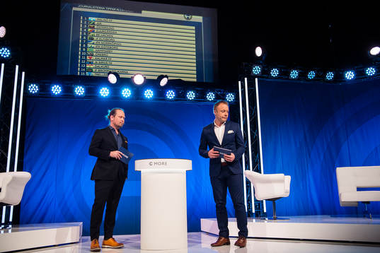 Jesper Hussfelt och Anders Andersson, Cmore, framför