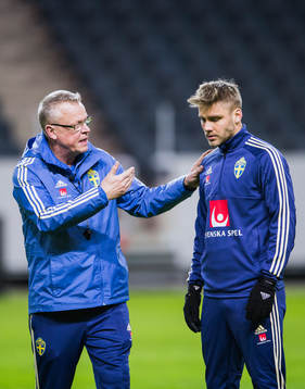 Sveriges förbundskapten Janne Andersson och Christoffer