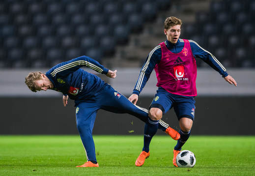 Sveriges Emil Forsberg och Alexander Fransson