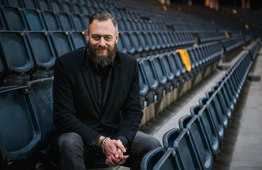 Olof Lundh vid Sveriges fotbollslandslags träning