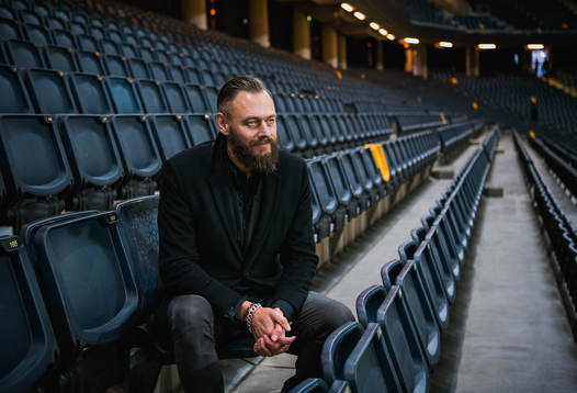Olof Lundh vid Sveriges fotbollslandslags träning