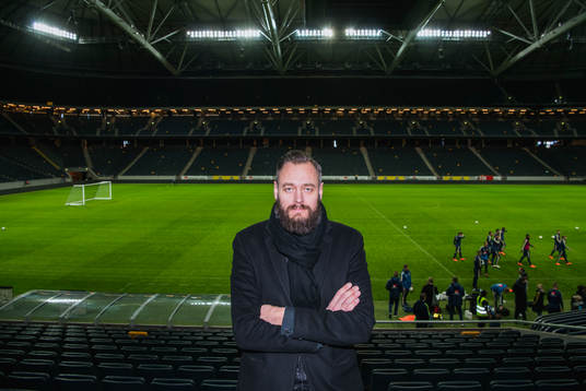 Olof Lundh vid Sveriges fotbollslandslags träning