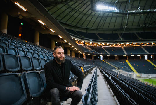 Olof Lundh vid Sveriges fotbollslandslags träning