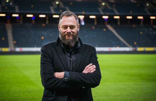 Olof Lundh vid Sveriges fotbollslandslags träning
