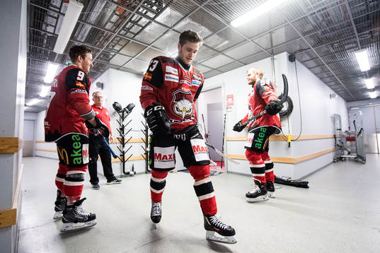 Malmö Redhawks Erik Andersson, Christoffer Forsberg och