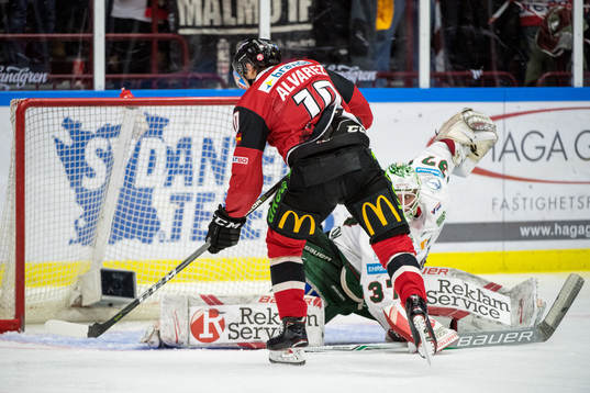 Malmö Redhawks Robin Alvarez gör 3-2 bakom Frölundas