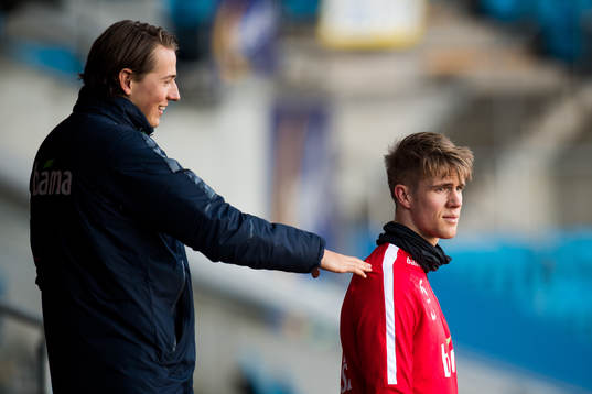 Sander Berge and Kristoffer Ajer of Norway