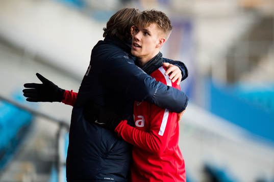 Sander Berge and Kristoffer Ajer of Norway