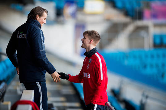 Sander Berge and Kristoffer Ajer of Norway