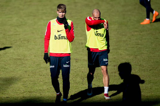 Kristoffer Ajer and Tore Reginiussen of Norway