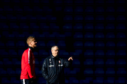 Kristoffer Ajer of Norway and Lars Lagerbäck, head coach