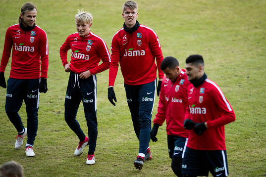 Iver Fossum, Birger Meling and Kristoffer Ajer of Norway