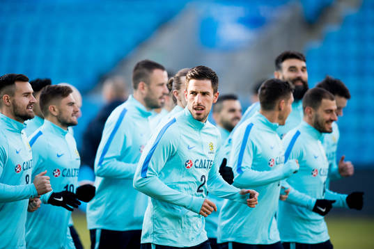 Milos Degenek and the Australian players