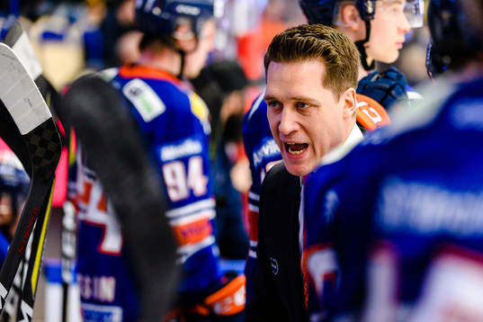 Växjös tränare Sam Hallam skriker