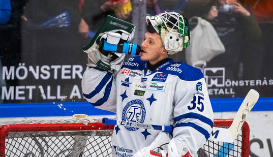 Leksands målvakt Robin Rahm deppar