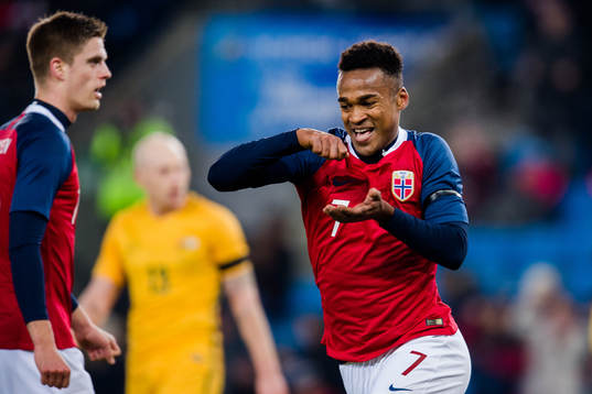 Ola Kamara of Norway celebrates the 1-1 goal