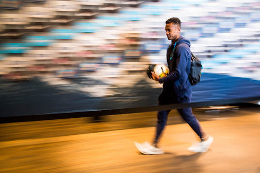 Ola Kamara of Norway with the match ball
